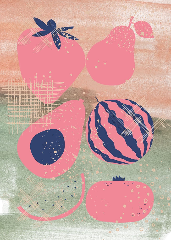 Pink Fruit Poster